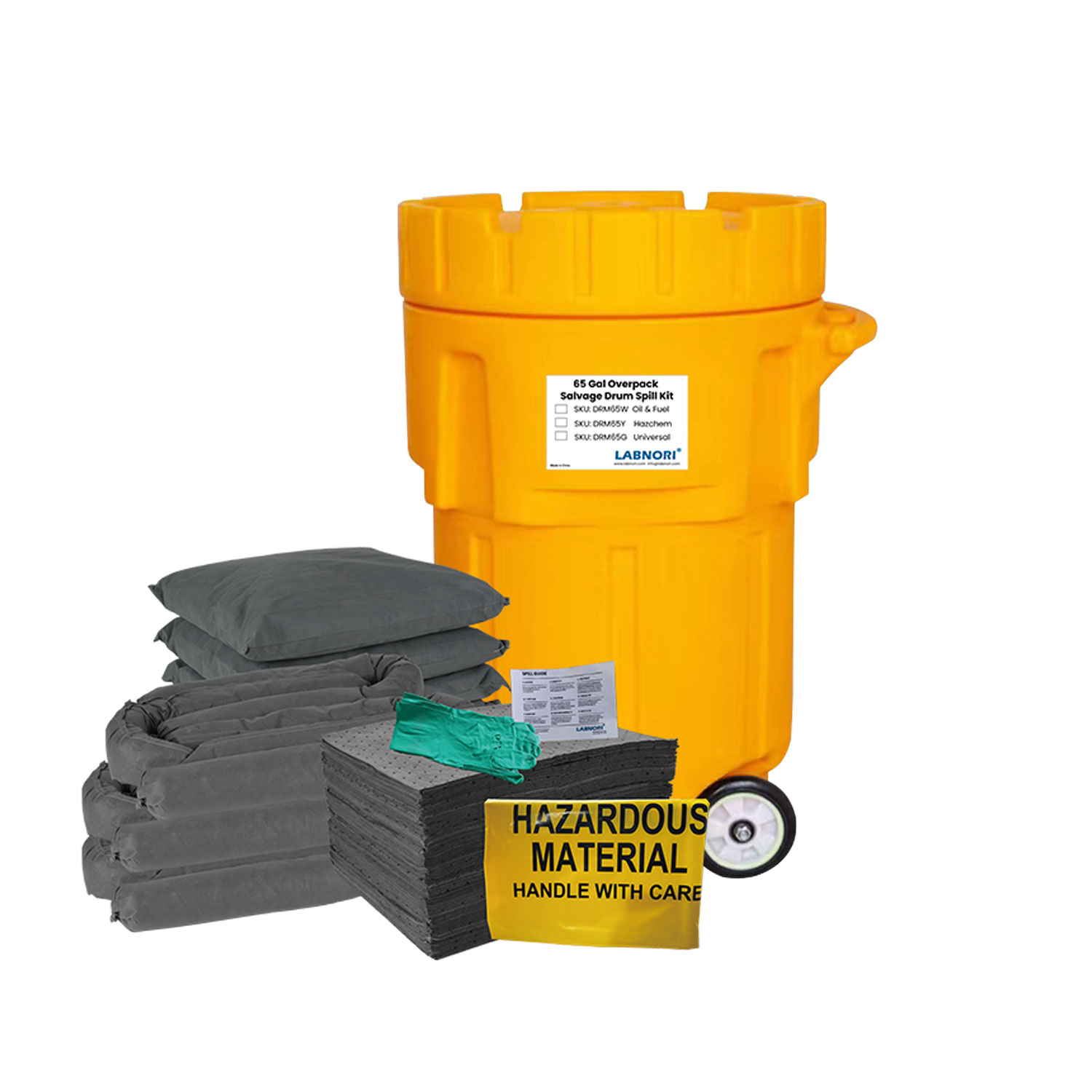 Universal 65 Gallon/246L Wheeled Overpack Salvage Drum Spill Kit