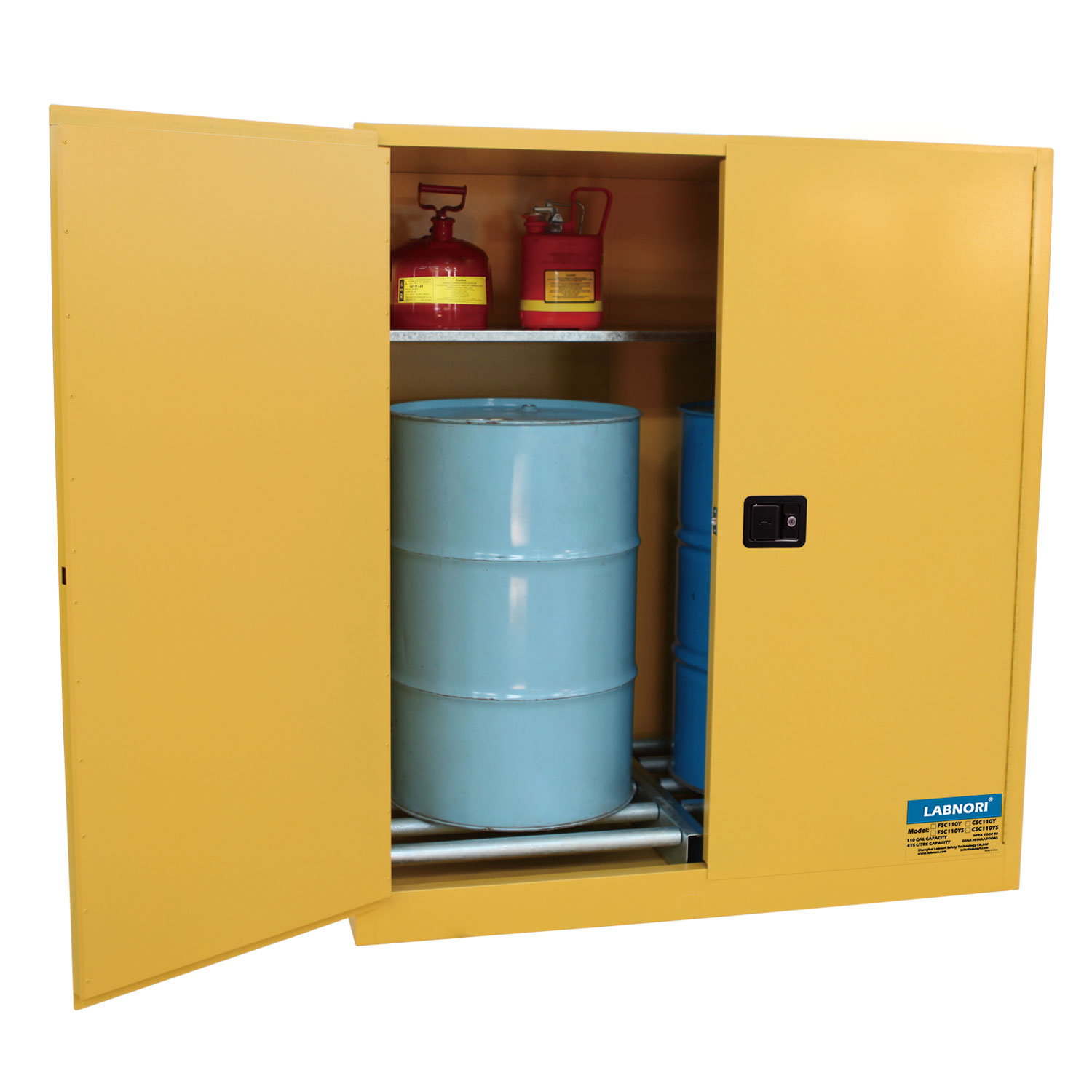 Flammable Liquids Drum Storage Cabinet 110Gal/415L, Manual Door