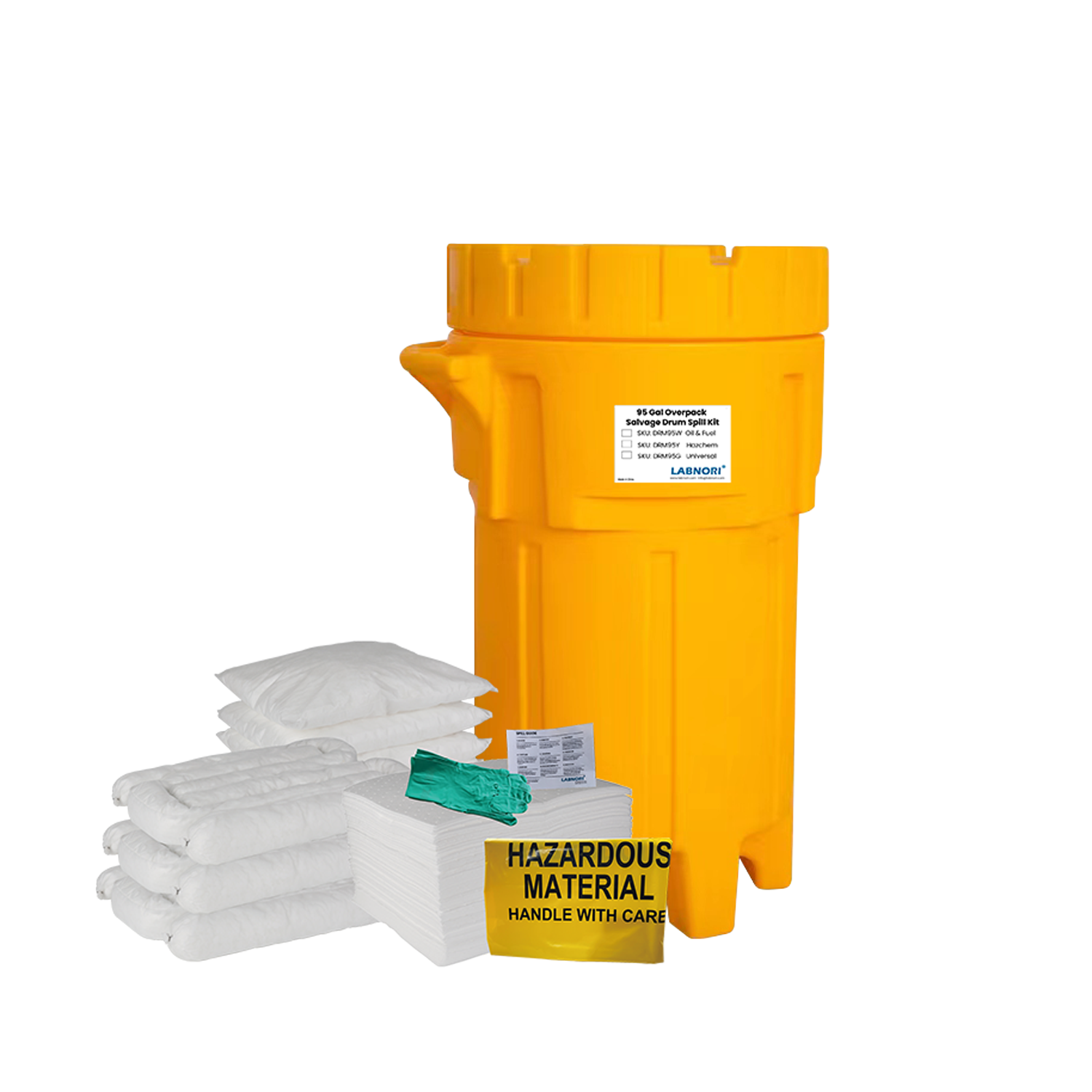 Oil and Fuel 95 Gallon / 360 Litre Wheeled Overpack Salvage Drum Spill Kits
