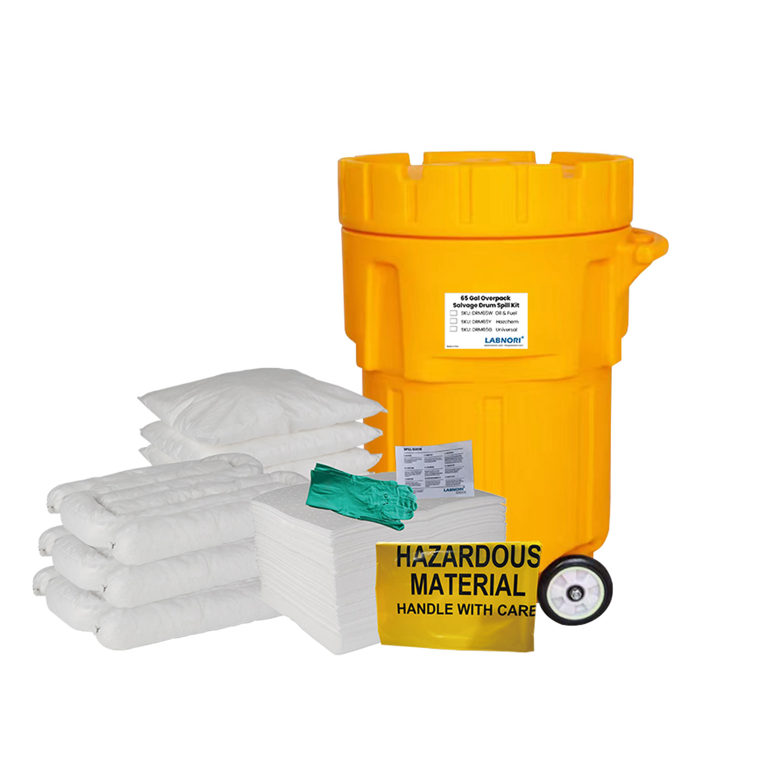 Oil and Fuel 65 Gallon / 246 Litre Wheeled Overpack Salvage Drum Spill Kits