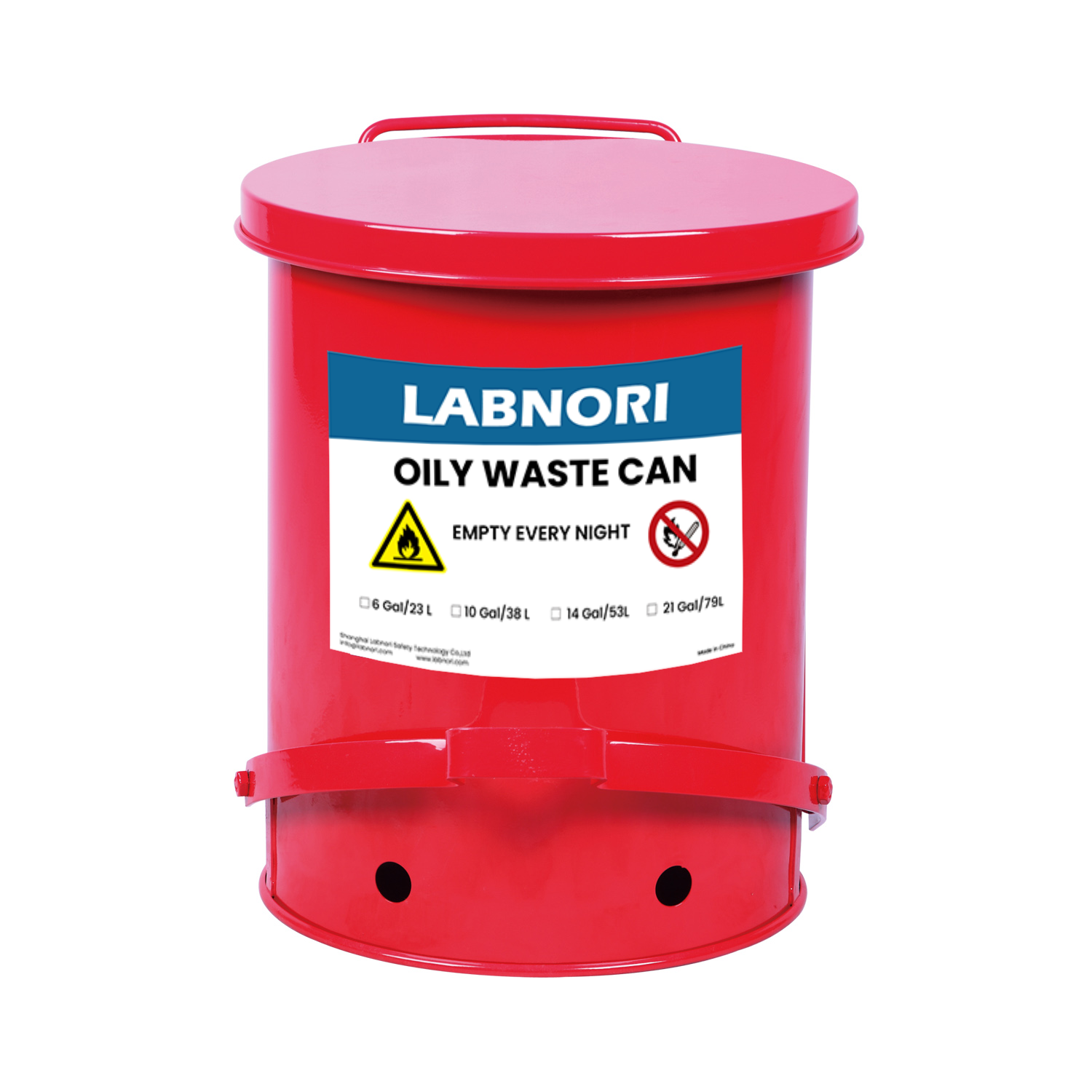 Labnori 14 Gallon Galvanized Steel Oily Waste Can with Self-Closing Cover