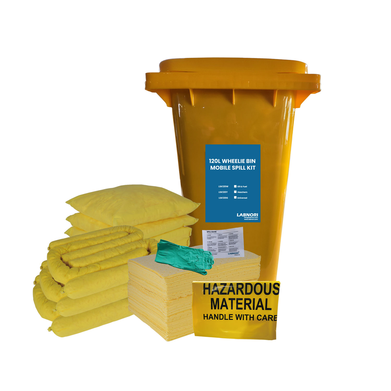 120L Hazchem Wheelie Bin Mobile Spill Kit