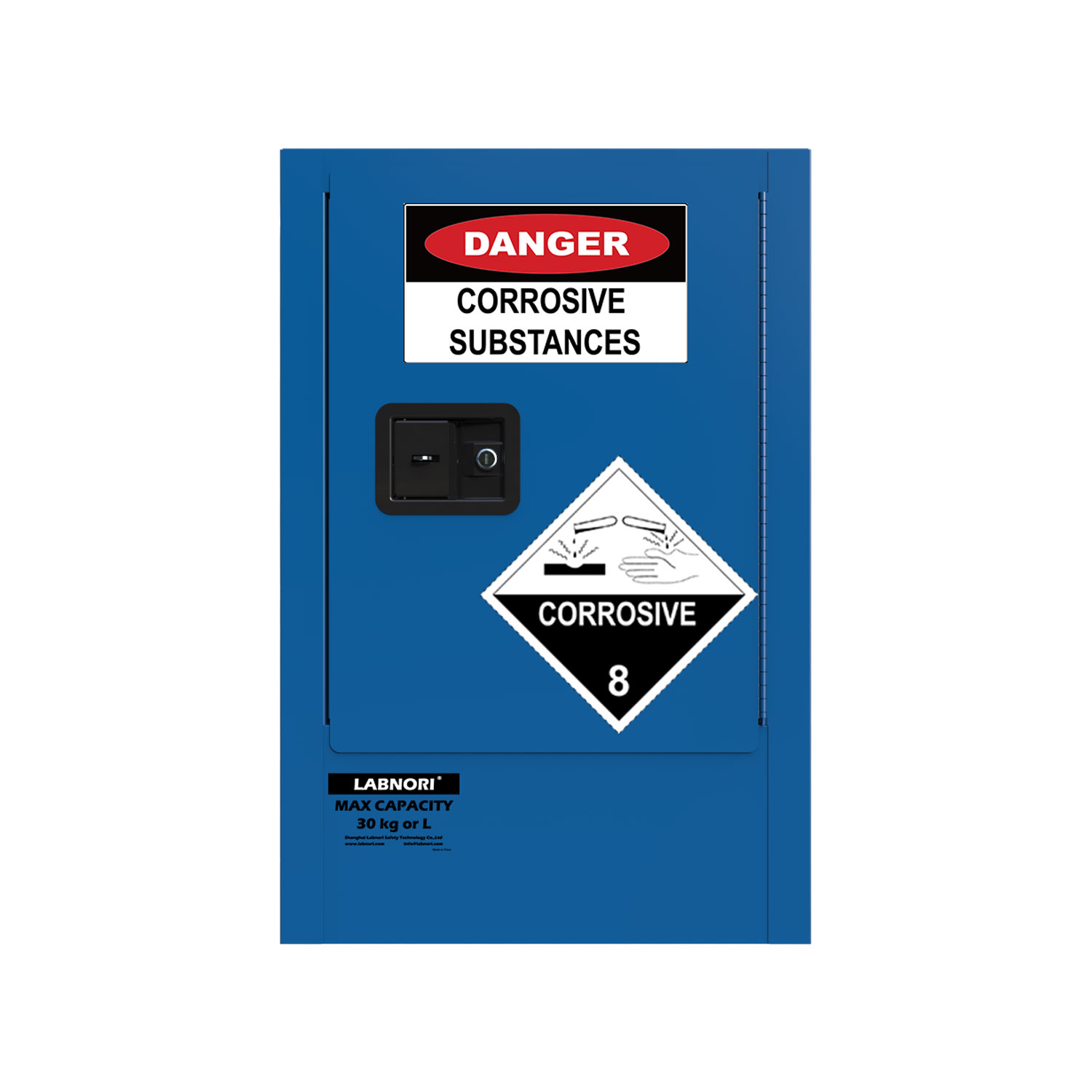 AS3780 Corrosive Substances Cabinet 30L 1 Door 2 Shelves