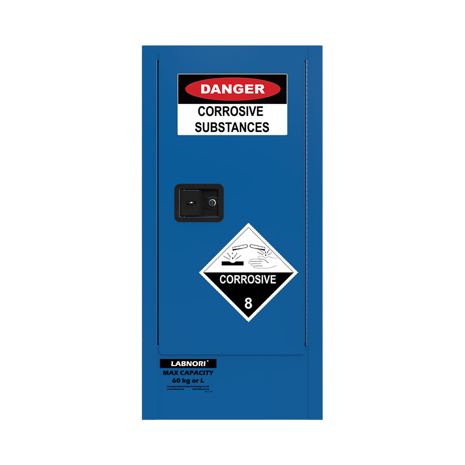 AS3780 Corrosive Substances Cabinet 60L 1 Door 2 Shelves