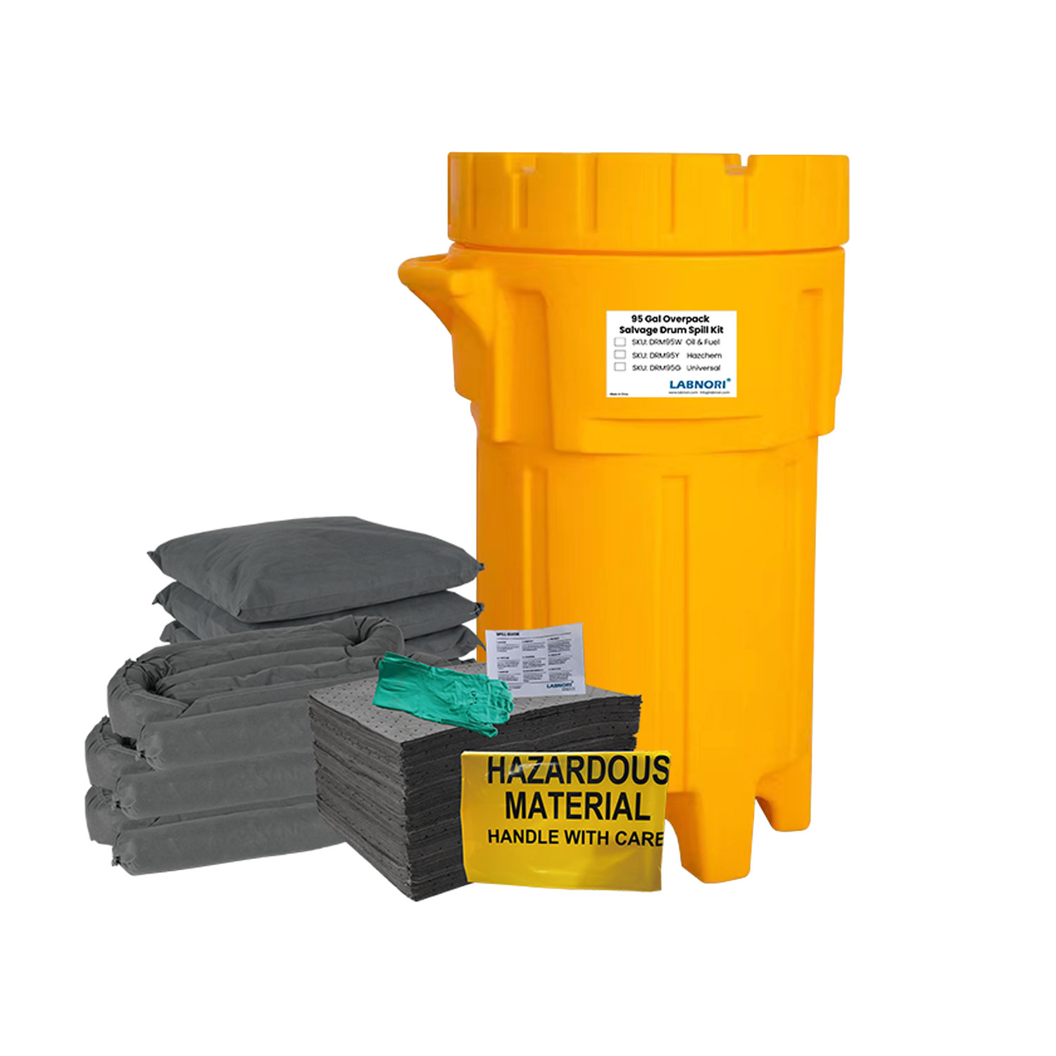 Universal 95 Gallon/360L Wheeled Overpack Salvage Drum Spill Kit
