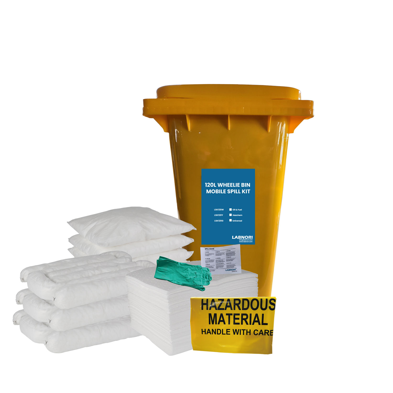 120L Oil and Fuel Wheelie Bin Mobile Spill Kit