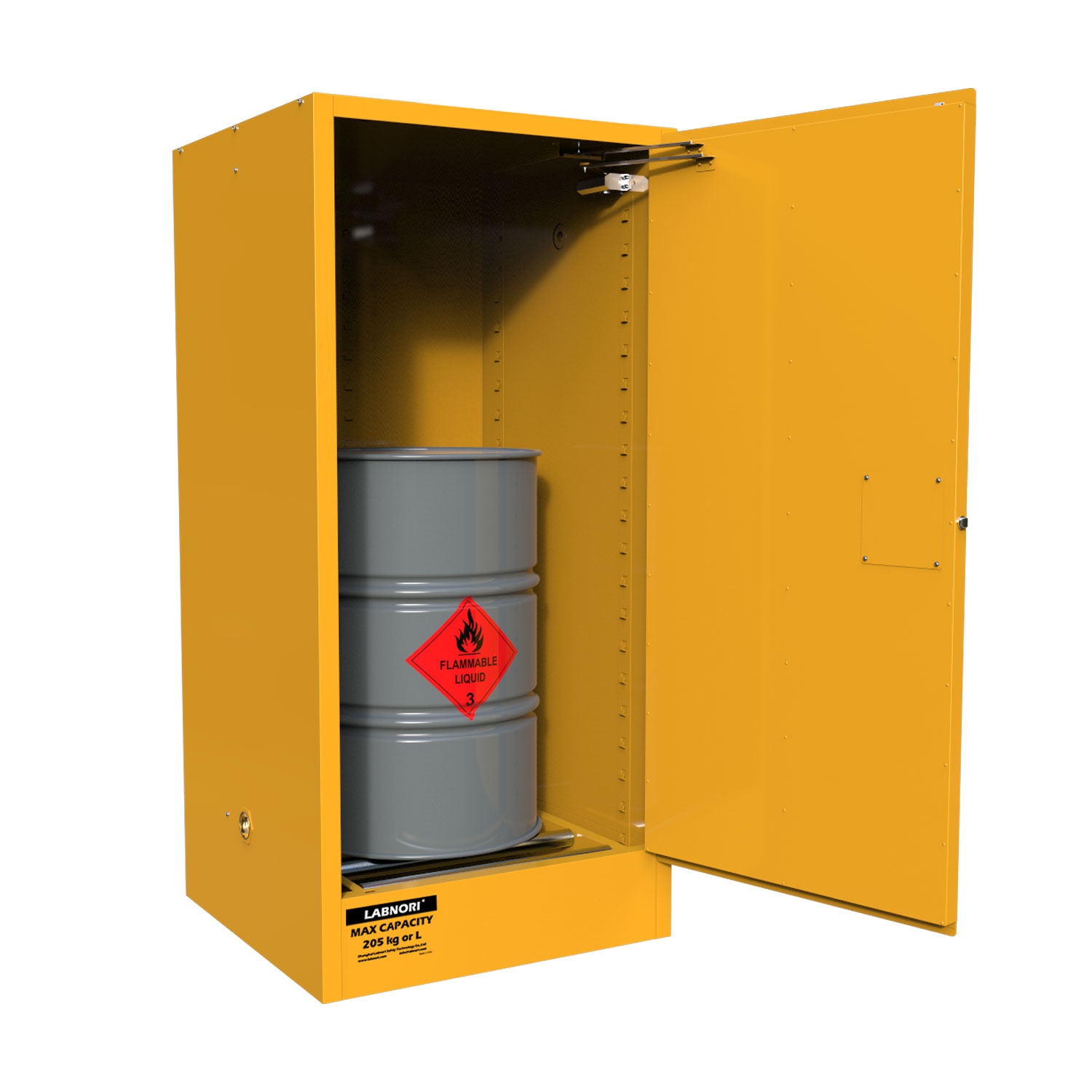 AS1940 Flammable Liquids Storage Cabinet 205L 1 Door 1 Drum Roller