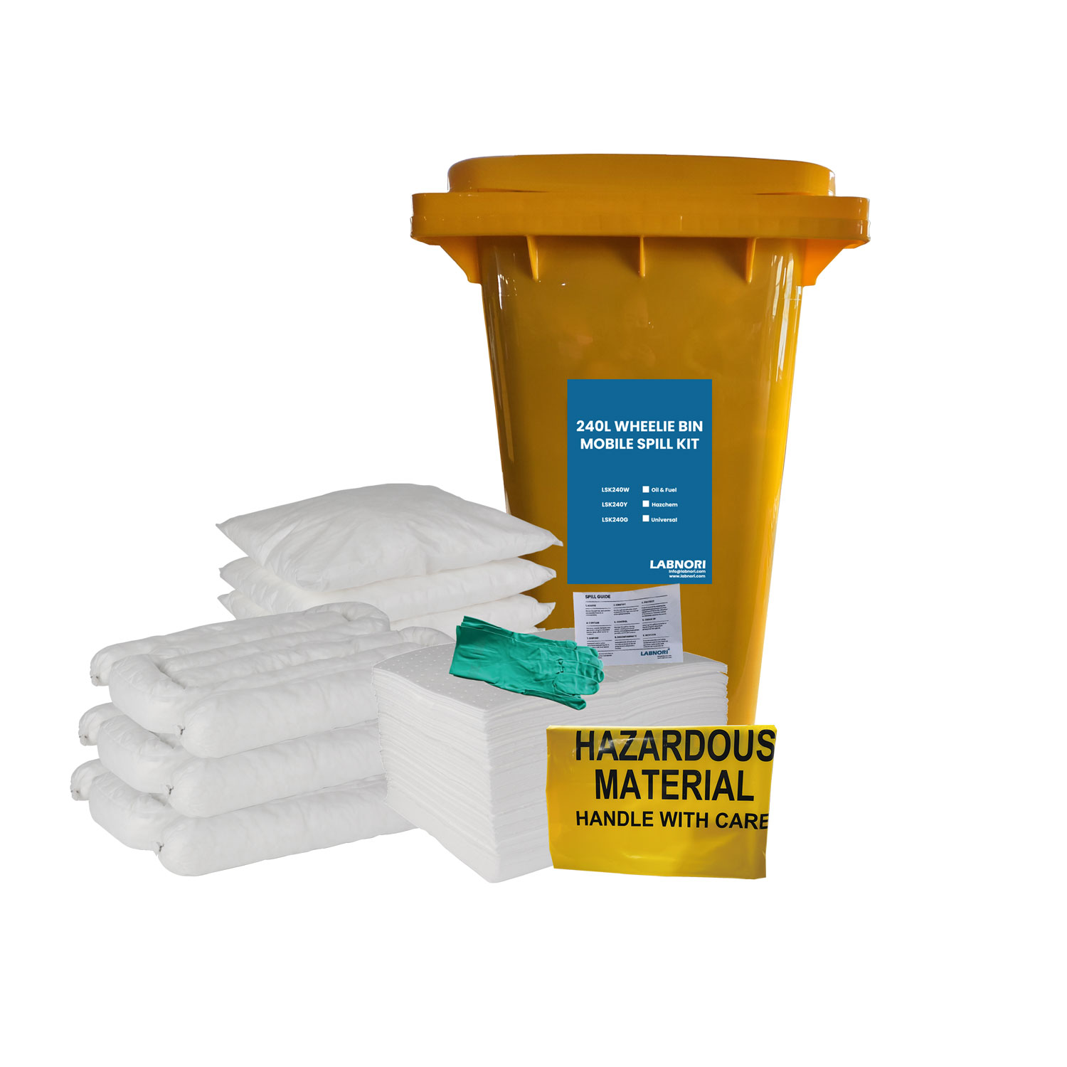 240L Oil and Fuel Wheelie Bin Mobile Spill Kit