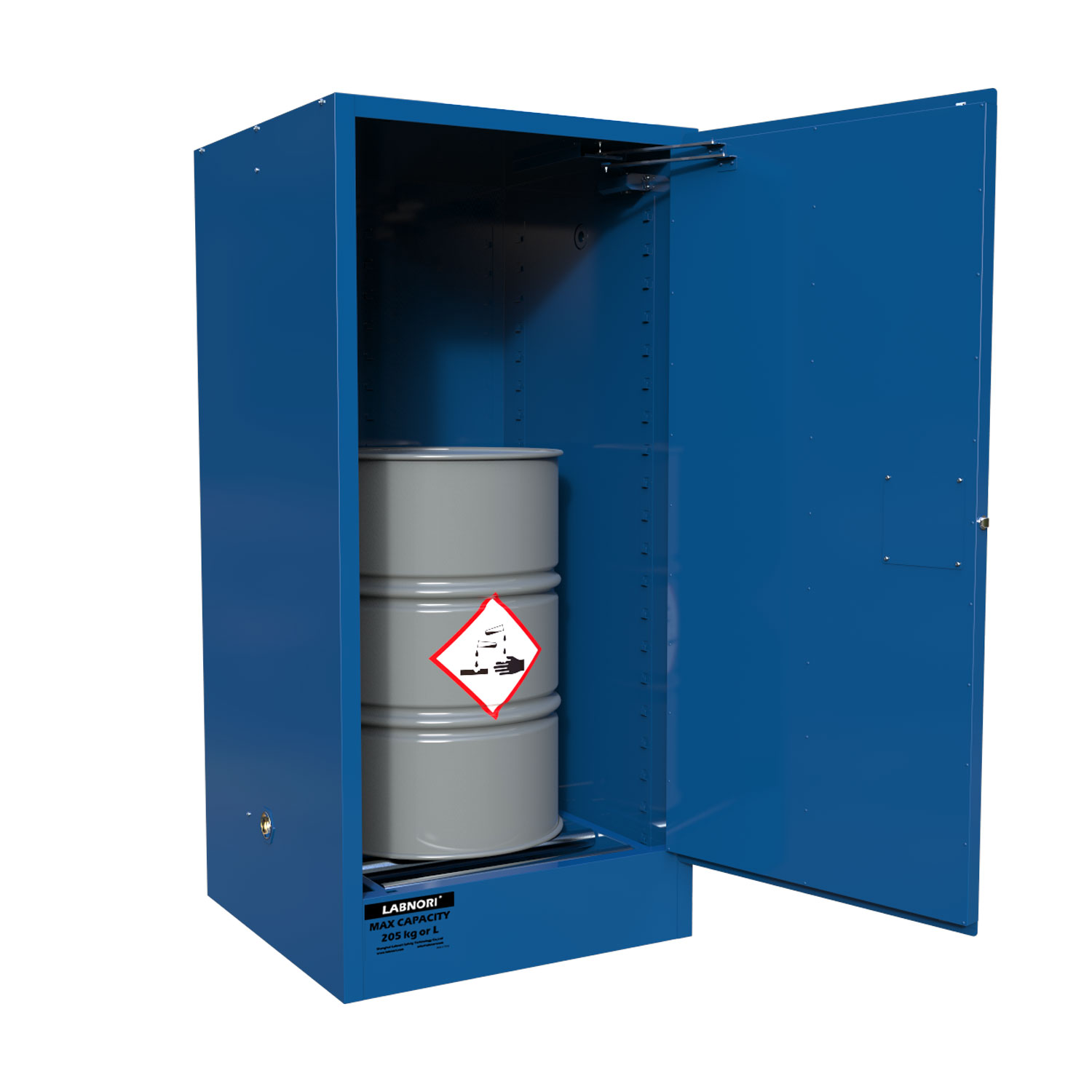 AS3780 Corrosive Substances Cabinet 205L 1 Door 1 Drum Roller