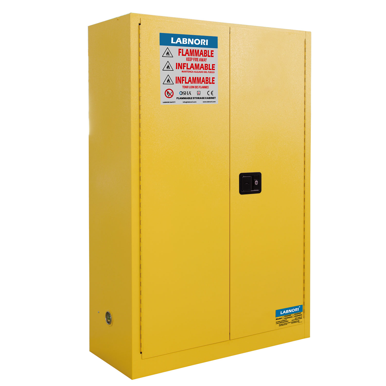 Flammable Storage Cabinet 45Gal/170L, Manual Door