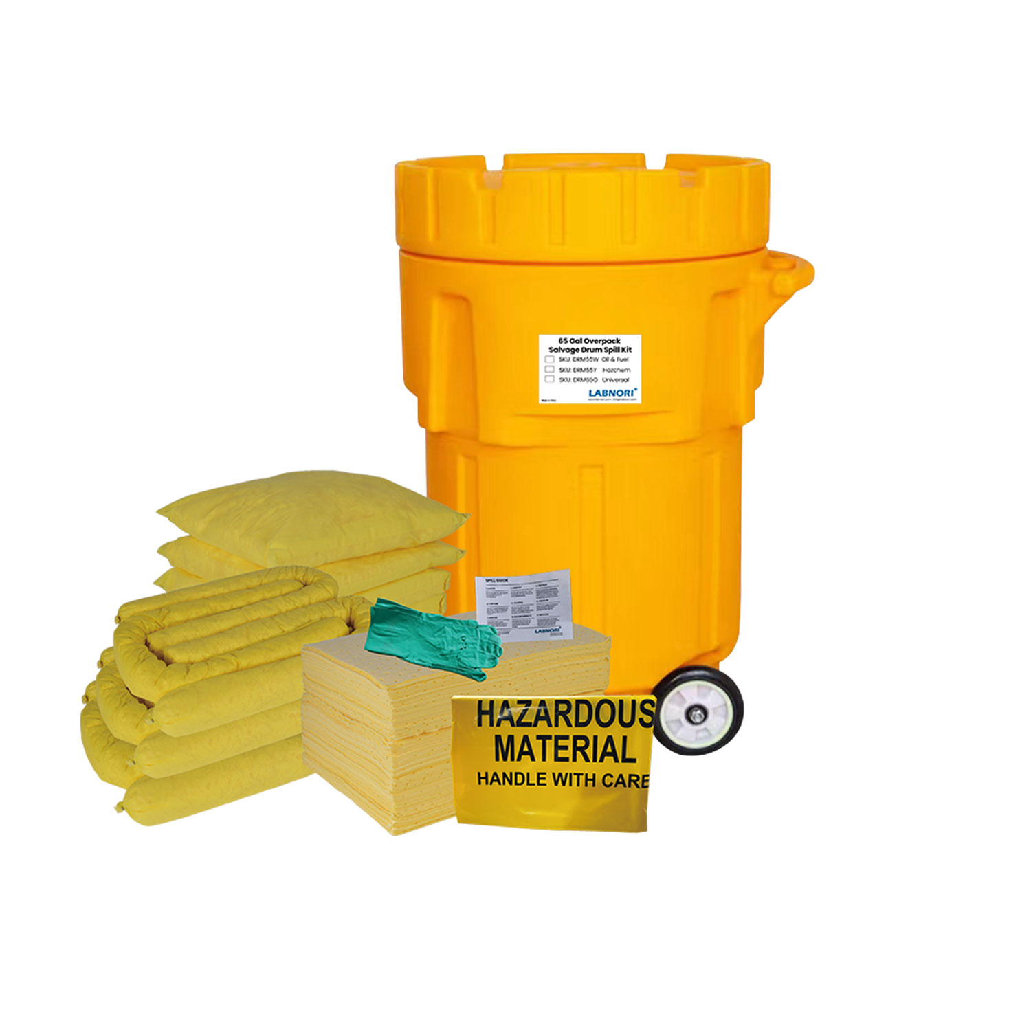 Chemical 65 Gallon / 246 Litre Wheeled Overpack Salvage Drum Spill Kits